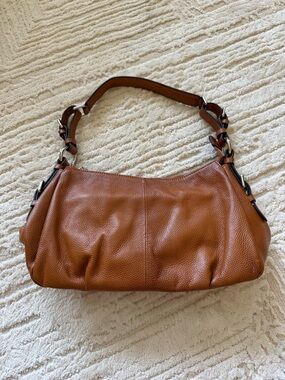 Fzone Brown Genuine Leather Shoulder Bag Hobo Slouchy Purse Medium